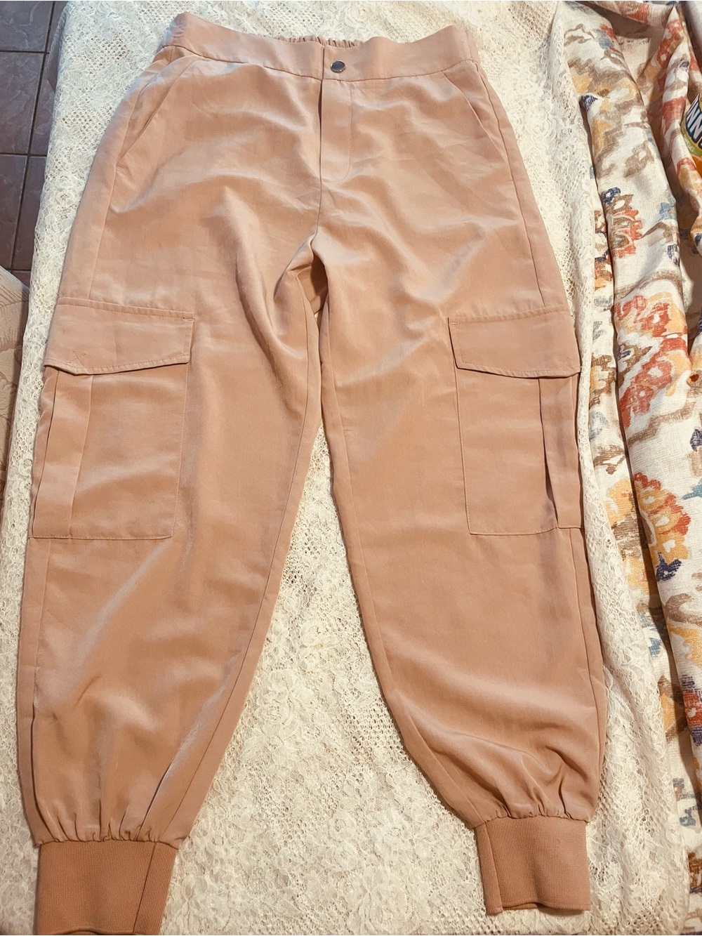 Zara Blush Pink Cargo Jogger Pants